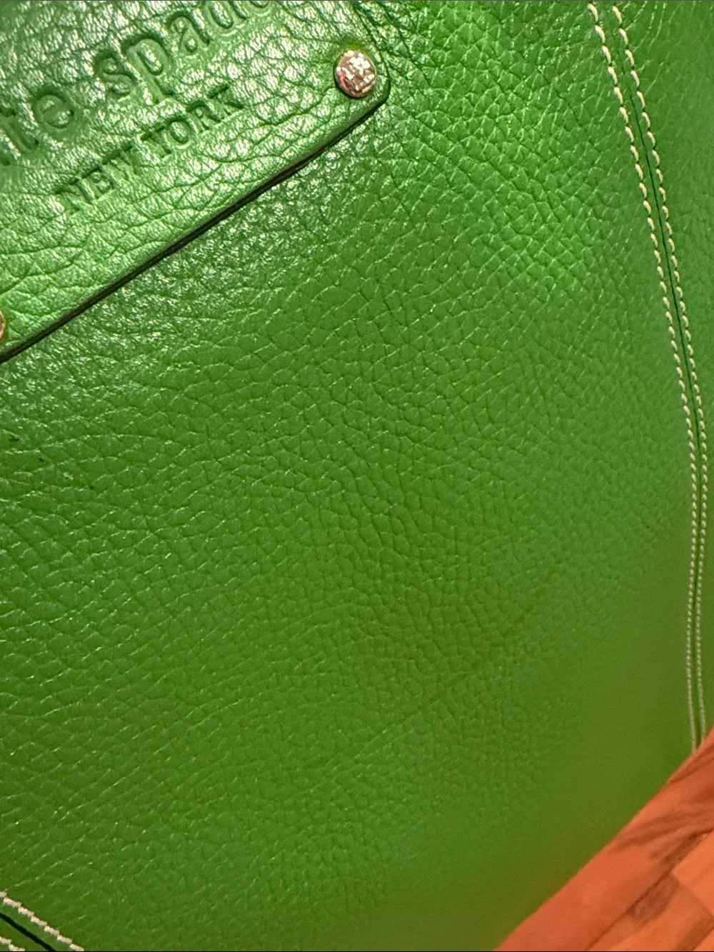 Kate Spade Vintage Pebbled Leather Tote / Shoulder Bag - Kelly Green